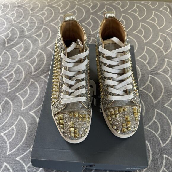 Christian Louboutin High Top Sneaker Flat Spikes Crystals Stra Men\'s Sz EU43 main image 8